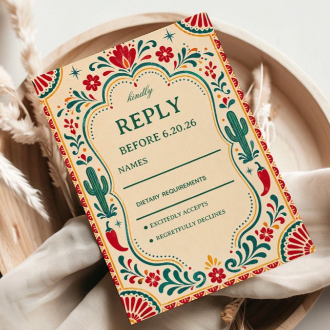 Cartons Réponse Botanique Mexicaine Folklorique Colorée (Créateur téléchargé)
