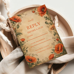 Cartons Réponse Botanique Poppy Vintage