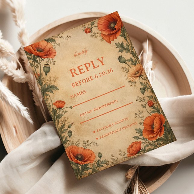 Cartons Réponse Botanique Poppy Vintage (Créateur téléchargé)