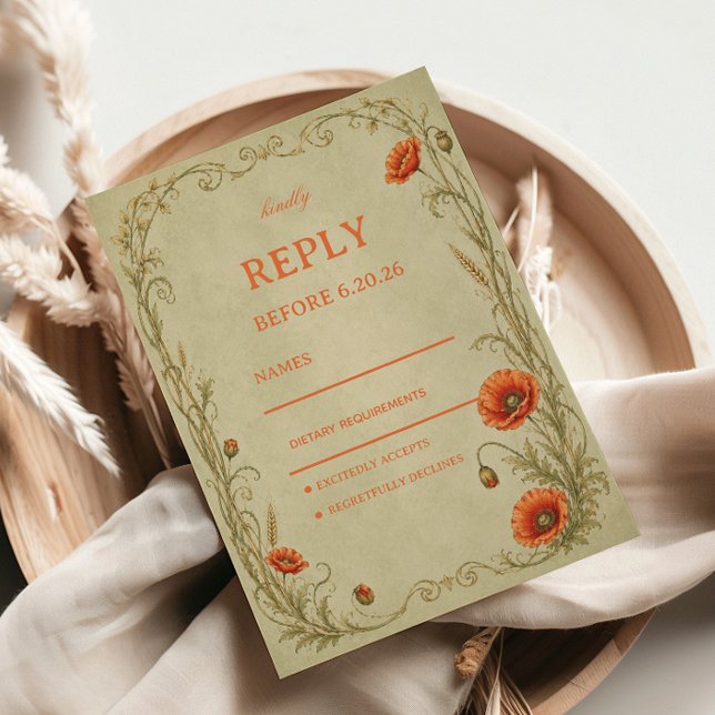 Cartons Réponse Botanique Poppy Vintage (Créateur téléchargé)
