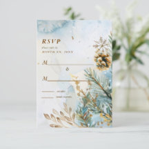 Botaniques Aquarelle Mariage Hiver Accents Or