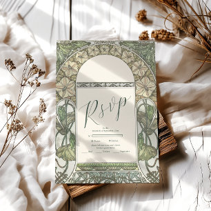 Cartons Réponse Bougainvillea Green Art Nouveau Mucha Mariage