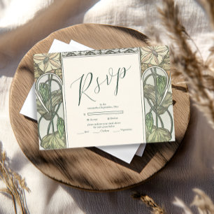 Cartons Réponse Bougainvillea Vert Art Nouveau Mucha Mariage