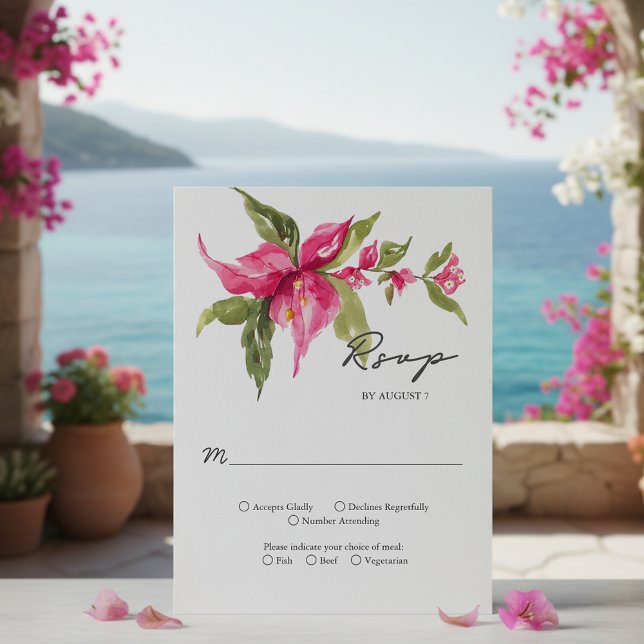 Cartons Réponse Bougainvilliers tropicaux Mariage d'aquarelle (Créateur téléchargé)