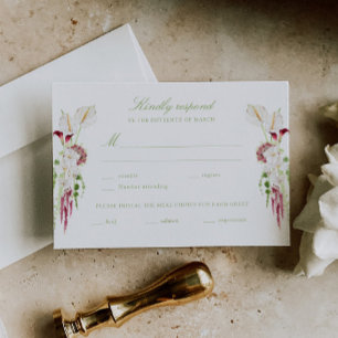 Cartons Réponse Bouquet de fleurs en cascade Mariage