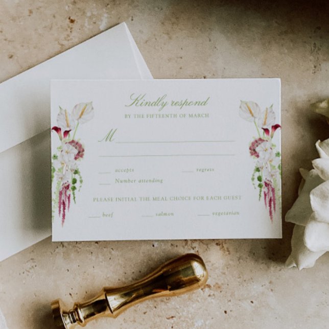 Cartons Réponse Bouquet de fleurs en cascade pour mariage (Créateur téléchargé)