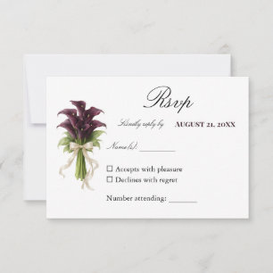 Cartons Réponse Bouquet de mariage au lys calla burgundy avec ruba