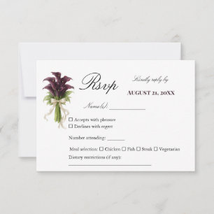 Cartons Réponse Bouquet de mariage au lys calla burgundy avec ruba