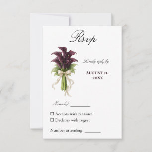 Cartons Réponse Bouquet de mariage au lys calla burgundy avec ruba
