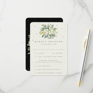 Cartons Réponse Bouquet de mariage Black Snowberry + Eucalyptus