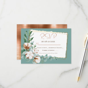Cartons Réponse Bouquet de mariage floral blanc en faux cuivre ten