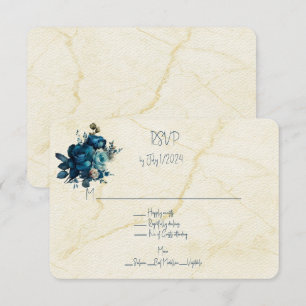 Cartons Réponse Bouquet de Mariage Turquoise foncé