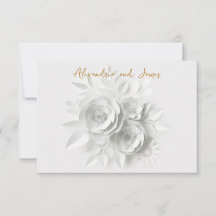 Cartons Réponse Bouquet de roses blanches de mariage