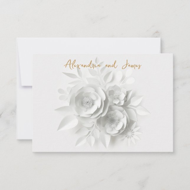 Cartons Réponse Bouquet de roses blanches de mariage (Devant)