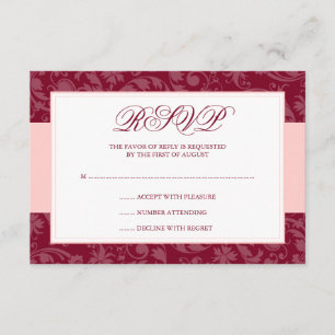 Cartons Réponse Bourgogne et rougissent remous rose de damassé