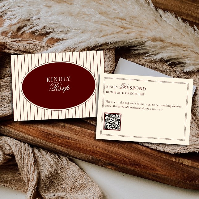 Cartons Réponse Bourgogne Profond Rayures d'Ivoire Ovale Vieille F (Créateur téléchargé)