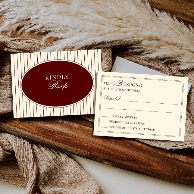 Cartons Réponse Bourgogne Rayures d'Ivoire Ovale Vieux Riches Répo (Créateur téléchargé)