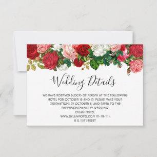 Cartons Réponse Bourgogne Rose Floral Garland Détails du Mariage