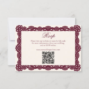 Cartons Réponse Bourgogne victorien Ivoire Dentelle Mariage Site W