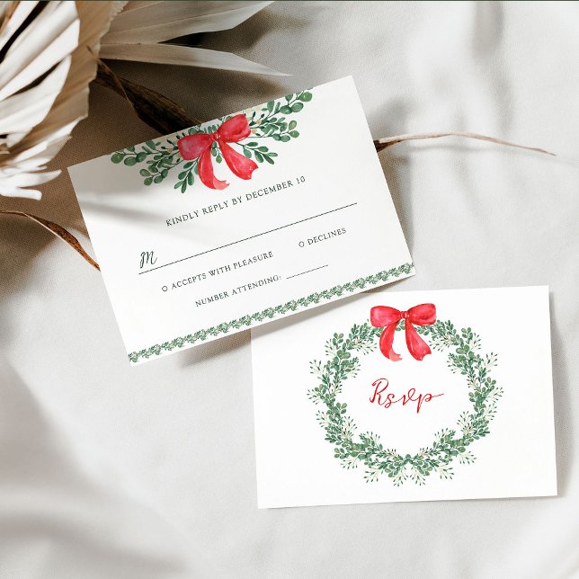 Cartons Réponse Bow de Noël | Mariage de vacances Whimsical (Créateur téléchargé)