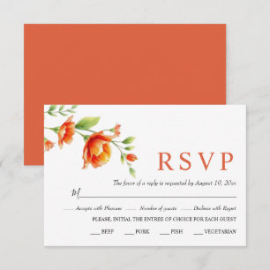 Cartons Réponse Branche aquarelle avec fleurs orange mariage
