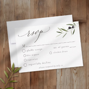 Cartons Réponse Branche d'olivier aquarelle mariage élégant minima