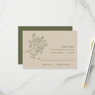 Cartons Réponse Branche d'olivier, Mariage Rustique & Minimaliste