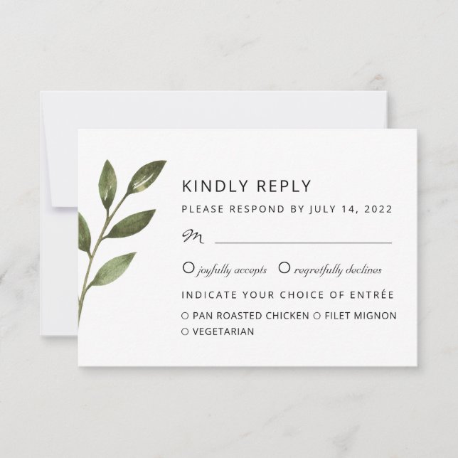 Cartons Réponse Branches élégantes et aérées. Mariage botanique ch (Devant)