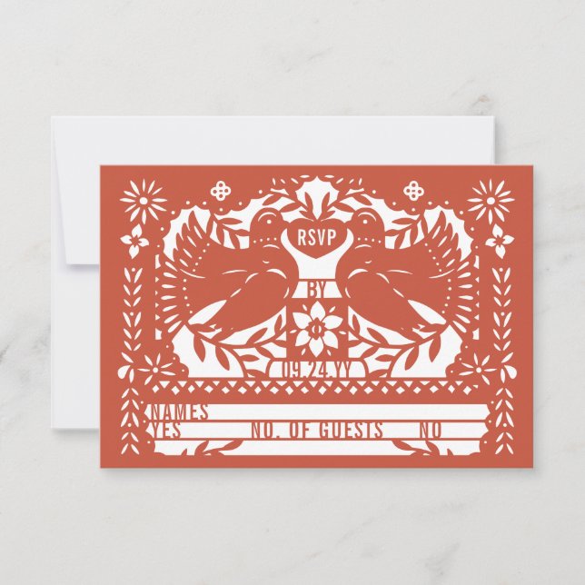 Cartons Réponse Brick Rouge Mexicaine Fantail Doves Papel Picado (Devant)