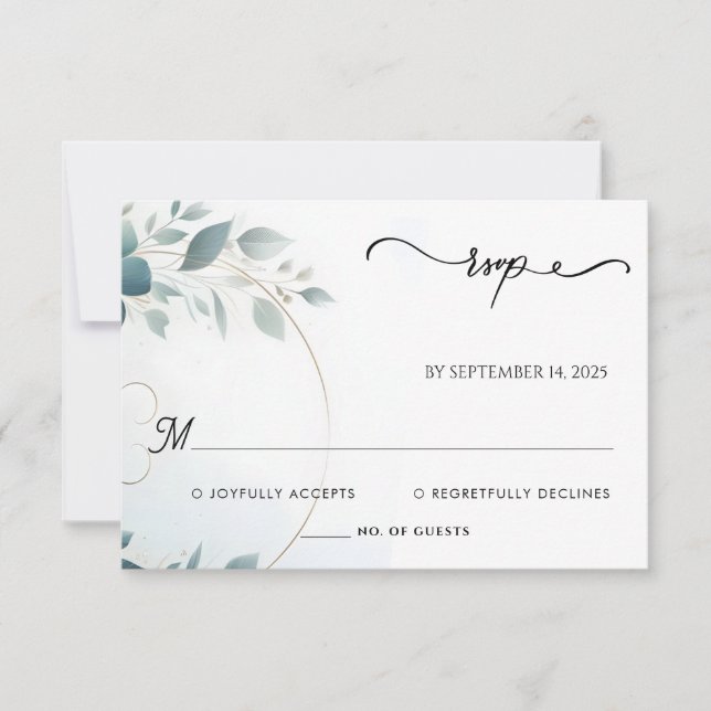 Cartons Réponse Brillant en métal brillant haut de gamme Mariage e (Devant)