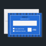 Cartons Réponse Brosse Bleu Bat mitzvah de la barre personnalisée<br><div class="desc">Carte RSVP parfaite à inclure avec l'invitation jumelée pour un bat mitzvah, bar mitzvah ou toute autre célébration juive ! L'art abstrait fait main avec des coups de pinceau lâche pour vous à l'avant et à l'arrière! ENTIÈREMENT PERSONNALISABLE ! Cliquez sur "Personnaliser" ci-dessus pour modifier le texte. Cliquez sur "modifier...</div>