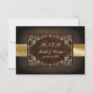 Cartons Réponse Brown Ornemental Rustique Regal Et Mariage Or