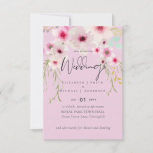 Cartons Réponse Budget du script de Mariage floral rose vif