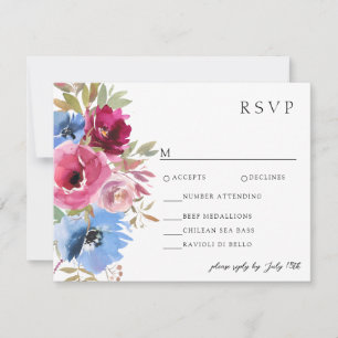 Cartons Réponse Burgundy Blush Dusty Bleu Élégant Floral