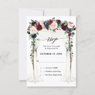 Cartons Réponse Burgundy Blush Navy Mariage Floral Arch