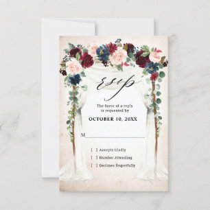 Cartons Réponse Burgundy Blush Navy Mariage Floral Arch