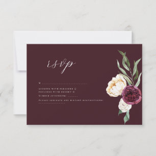 Cartons Réponse Burgundy Gold - Élégant mariage Floral Luxe
