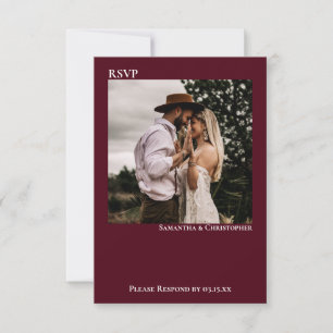Cartons Réponse Burgundy Moderne Simple Minimaliste Mariage photo