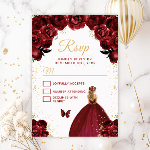 Cartons Réponse Burgundy Rouge et or Blonde Hair Princesse