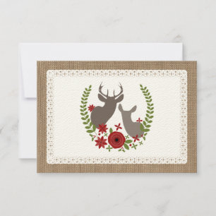 Cartons Réponse Burlap + Lace Noël Cerf R.S.V.P. inspiré