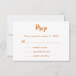 Cartons Réponse Burnt Orange Floral Mariage Nom du couple