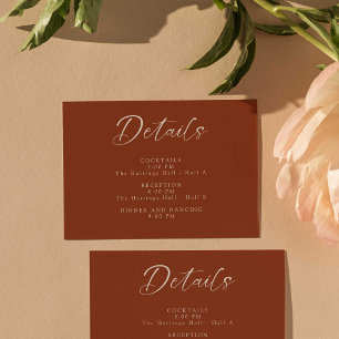 Cartons Réponse Burnt Orange Mariage Boho Détails