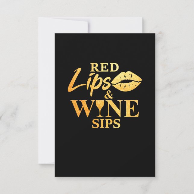 Cartons Réponse Cadeau de Noël | Lèvres Rouges Et Gorgées de Vin (Devant)