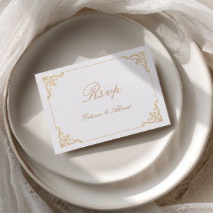 Cartons Réponse Cadre Baroque Européen Or Calligraphie Mariage