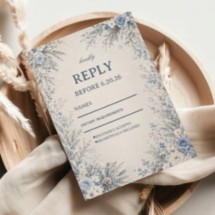 Cartons Réponse Cadre botanique bleu givré élégant