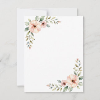 Cartons Réponse Cadre de coin de mariage à aquarelle florale pêche