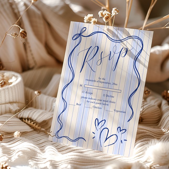 Cartons Réponse Cadre de Doodle Bleu Fantaisiste  Mariage (Créateur téléchargé)