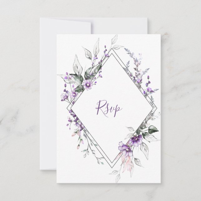 Cartons Réponse Cadre diamant violet et rose tendre | (Devant)