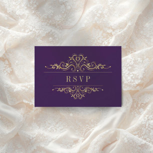 Cartons Réponse Cadre doré violet élégant
