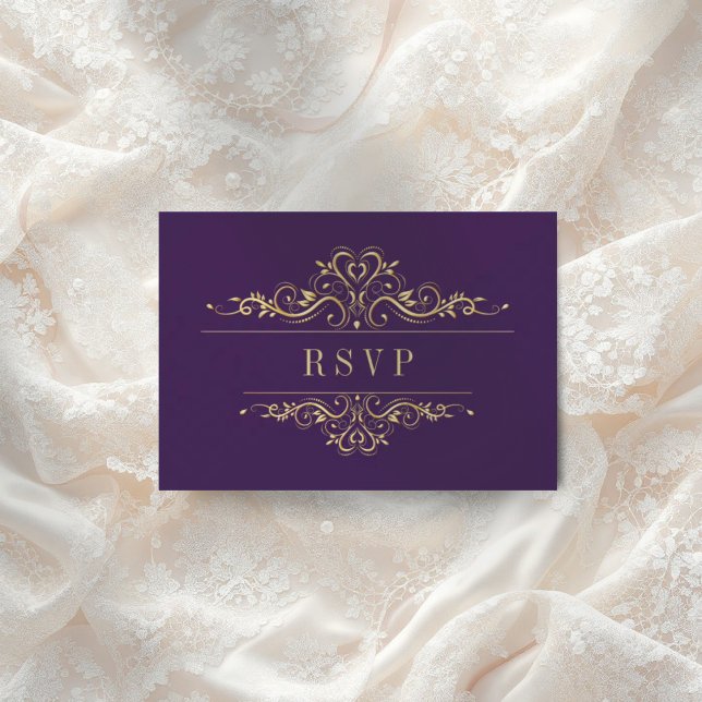 Cartons Réponse Cadre doré violet élégant (Créateur téléchargé)